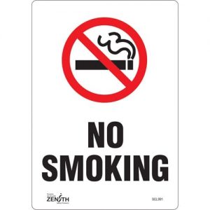 No Smoking sign self adhesive plastic white red 15 x 20cm health safety NEW 